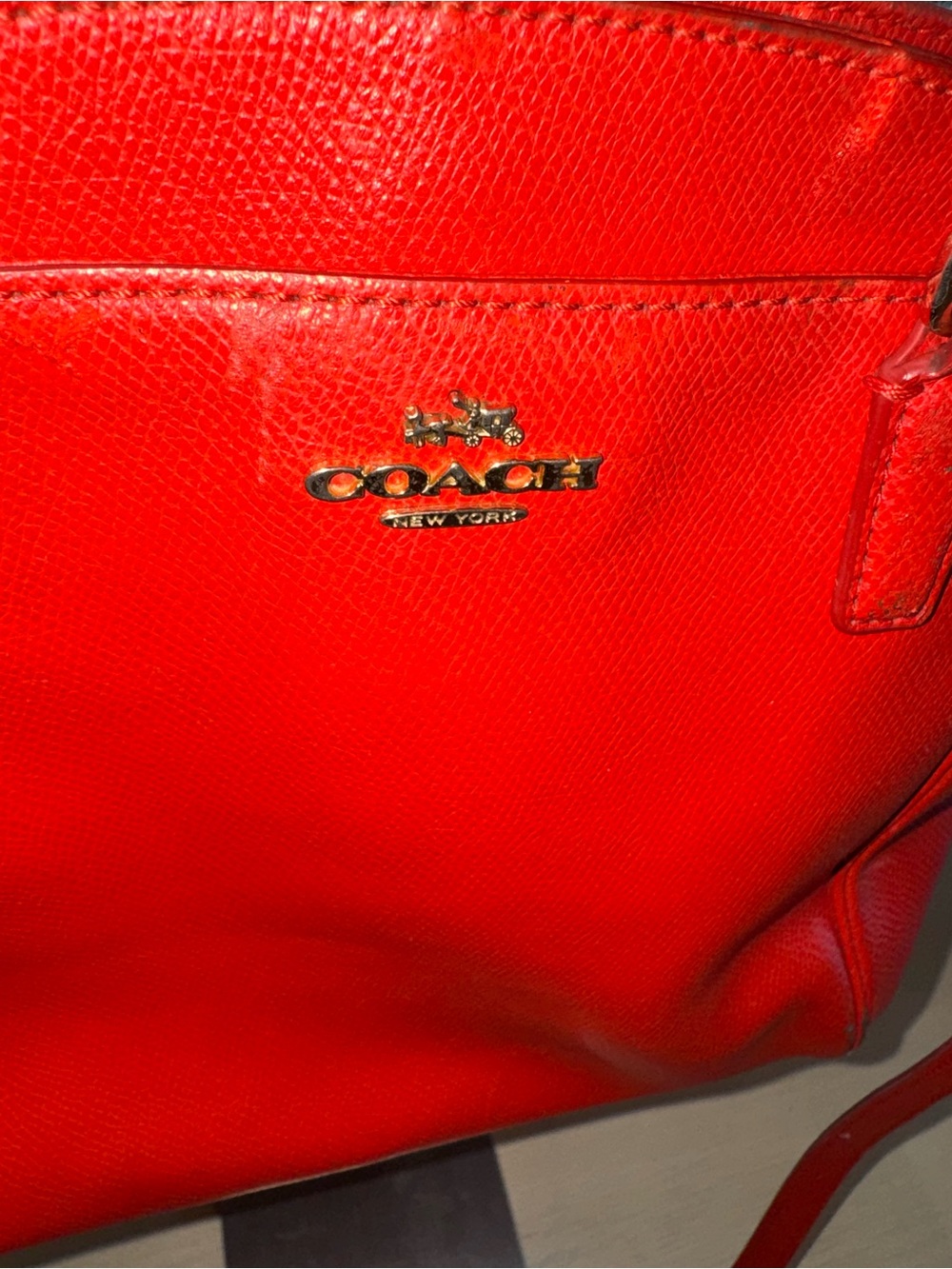 Coach Minetta Leather Crossbody Satchel Tote Bag-HARD TO FIND Cardinal Red! - Picture 8 of 16
